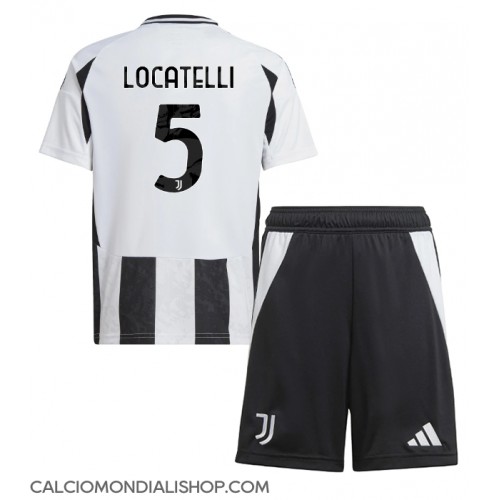 Maglie da calcio Juventus Manuel Locatelli #5 Prima Maglia Bambino 2024-25 Manica Corta (+ Pantaloni corti)